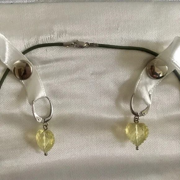 14KW Faceted Lemon Quartz Pendant/Earring Set - Picture 3 of 7